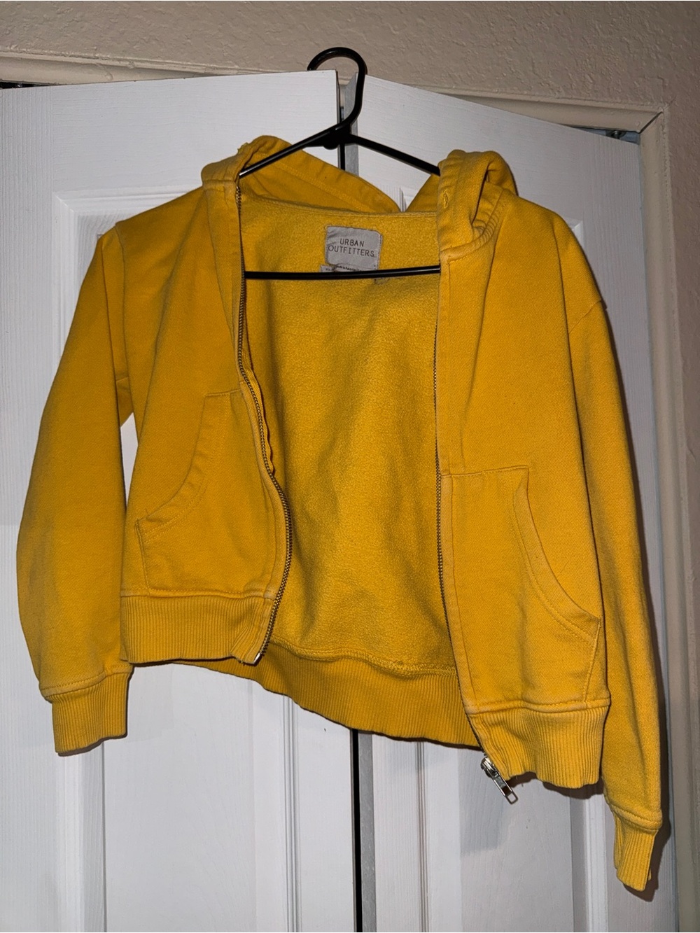 Urban Outfitters Women’s Yellow Hooded Cropped Zip Jacket